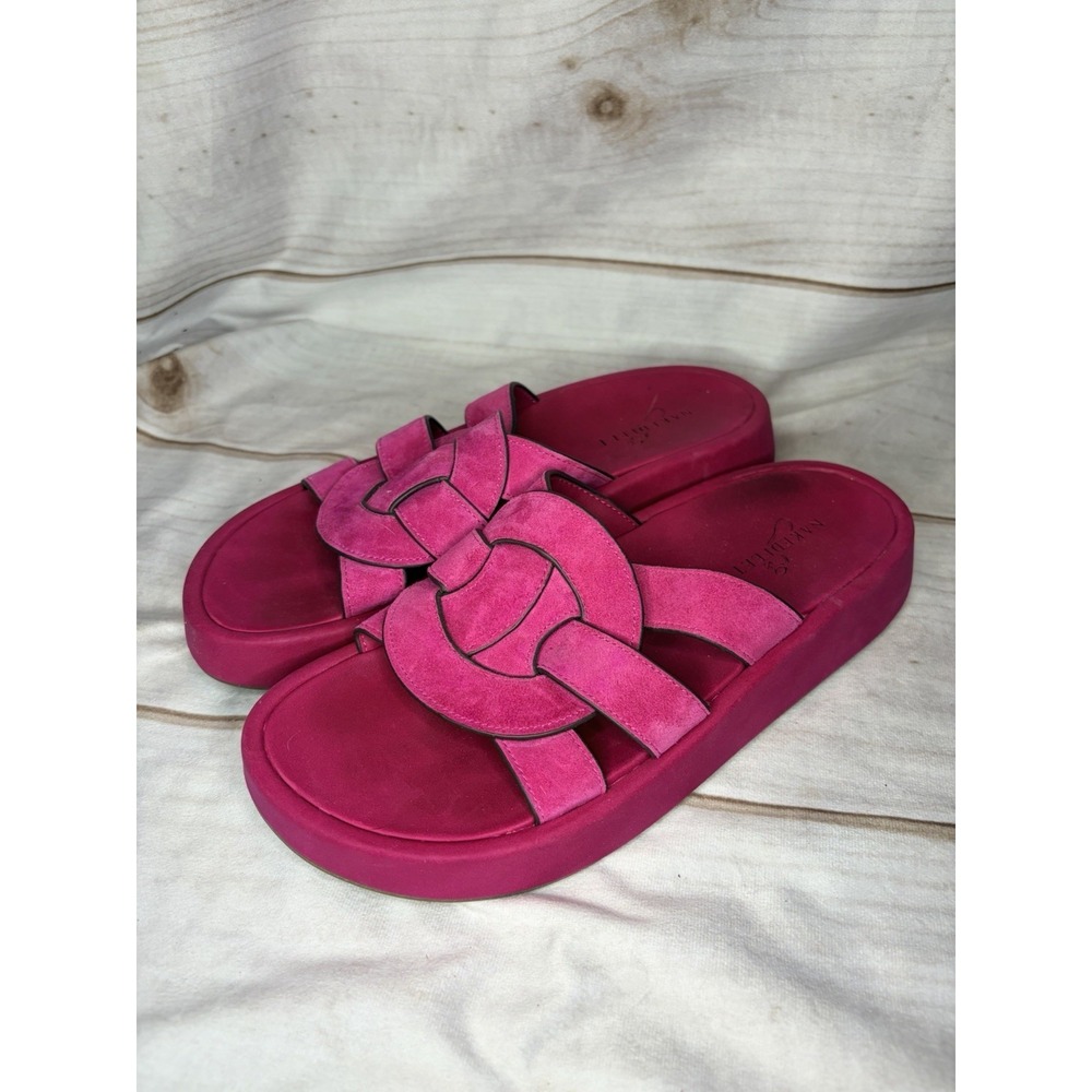Naked Feet Pink Suede‎ Platform Sandals 7.5 Slide Barbiecore